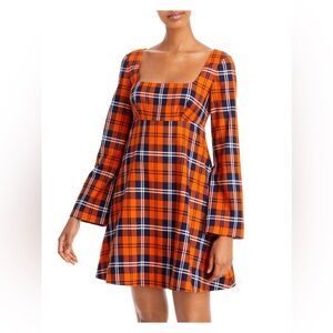 STAUD Beth Dress Poppy Plaid